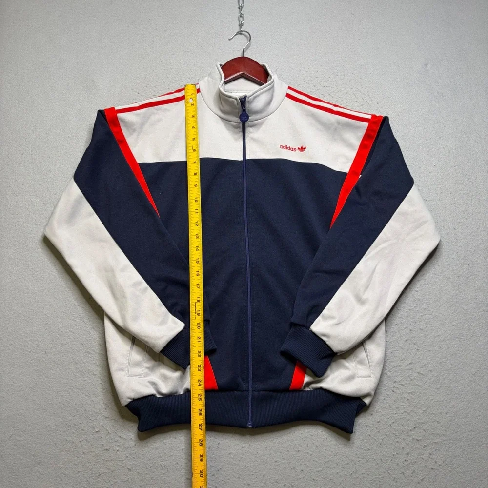 Adidas Track Jacket Mens XL Navy White Red Trefoil Vintage Colorblock Full Zip